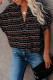 Casual Vintage Striped Print Contrast V Neck Tops