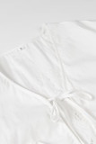 Sweet Solid Embroidered Hollowed Out Frenulum V Neck Tops