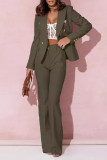 Casual Work Solid Buttons Turn-back Collar Long Sleeve Two Pieces
