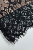 Sexy Party Solid Lace V Neck Wrapped Skirt Dresses