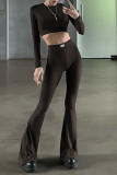 Casual Sportswear Letter Print O Neck Long Sleeve Two Pieces