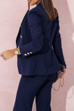 Casual Work Solid Buttons Turn-back Collar Long Sleeve Two Pieces