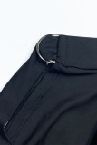 Sexy Solid Metal Accessories Decoration Backless Slit U Neck Two Pieces