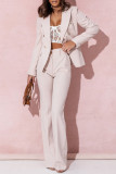 Casual Work Solid Buttons Turn-back Collar Long Sleeve Two Pieces