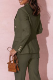 Casual Work Solid Buttons Turn-back Collar Long Sleeve Two Pieces