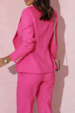 Casual Work Solid Buttons Turn-back Collar Long Sleeve Two Pieces
