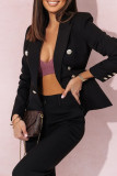 Casual Work Solid Buttons Turn-back Collar Long Sleeve Two Pieces