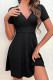 Elegant Simplicity Solid V Neck A Line Short Sleeve Dress