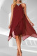 Elegant Solid Patchwork Asymmetrical Halter Irregular Dresses