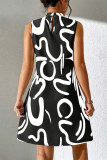 Casual Letter Print Patchwork Half A Turtleneck Printed Dresses
