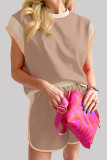 Casual Sportswear Solid Contrast O Neck Two Pieces
