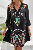 Casual Floral Lace V Neck Printed Dresses
