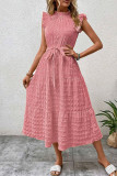 Elegant Solid Bandage Fold Texture Half A Turtleneck A Line Dresses