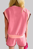 Casual Sportswear Solid Contrast O Neck Two Pieces