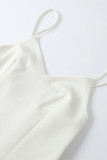 Sexy Solid Patchwork V Neck Sling Dresses