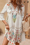 Casual Floral Lace V Neck Printed Dresses
