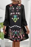 Casual Floral Lace V Neck Printed Dresses