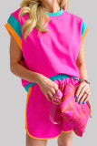 Casual Sportswear Solid Contrast O Neck Two Pieces