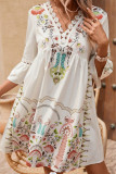 Casual Floral Lace V Neck Printed Dresses