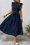 Elegant Solid Bandage Fold Texture Half A Turtleneck A Line Dresses