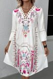 Casual Floral Lace V Neck Printed Dresses