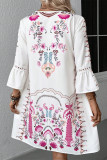 Casual Floral Lace V Neck Printed Dresses