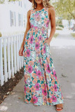 Sweet Elegant Print Flowers Pocket O Neck Printed Dresses