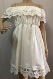 Casual Solid Lace Off the Shoulder A Line Dresses