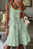 Casual Floral Patchwork U Neck Printed Dresses