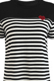 Casual Daily Striped Heart Shaped Patchwork Contrast O Neck Short Sleeve Short Sleeve Dress