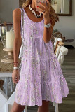 Casual Floral Patchwork U Neck Printed Dresses