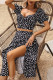 Sexy Vacation Slit V Neck Short Sleeve Two Pieces