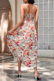 Vintage Elegant Floral Backless V Neck Beach Dresses