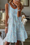 Casual Floral Patchwork U Neck Printed Dresses