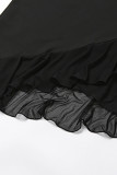 Sexy Solid Flounce Asymmetrical Halter Irregular Dresses