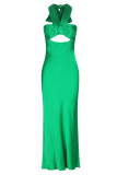 Sexy Solid Frenulum Halter One Step Skirt Dresses