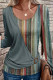 Casual Striped Print Metal Accessories Decoration Contrast O Neck Tops