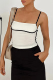Sexy Striped Patchwork Square Collar Tops