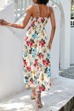 Vintage Elegant Floral Backless V Neck Beach Dresses