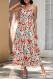 Vintage Elegant Floral Backless V Neck Beach Dresses