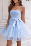 Sexy Party Solid Frenulum Mesh Princess Dresses
