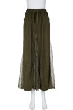 Vintage Elegant Solid Lace Zipper Loose High Waist Type A Patchwork Bottoms