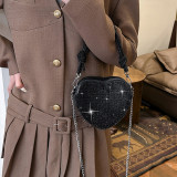 Celebrities Elegant Solid Heart Shaped Sequined Rhinestone Bags
