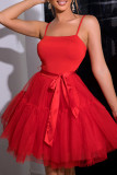 Sexy Party Solid Frenulum Mesh Princess Dresses
