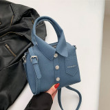 Casual Solid Rivets Buttons Zipper Bags