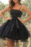 Sexy Party Solid Frenulum Mesh Princess Dresses