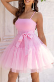 Sexy Party Solid Frenulum Mesh Princess Dresses