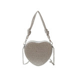 Celebrities Elegant Solid Heart Shaped Sequined Rhinestone Bags