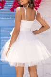 Sexy Party Solid Frenulum Mesh Princess Dresses