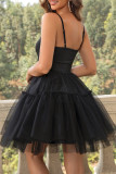 Sexy Party Solid Frenulum Mesh Princess Dresses